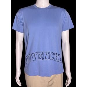 Authentic Givenchy Paris Big Front Logo Blue Classic Fit T-Shirt Men Size Medium